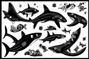 shark bear tattoo idea