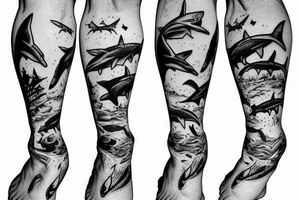 shark with legs and feet tattoo idea