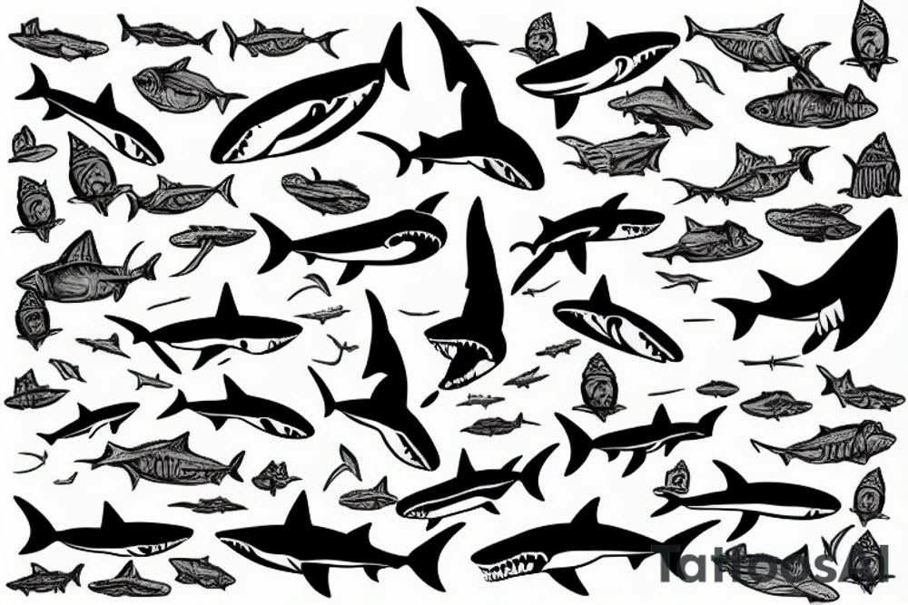 shark with legs and feet tattoo idea