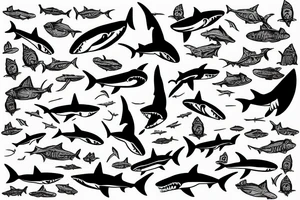 shark with legs and feet tattoo idea