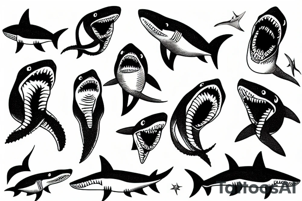 shark have grown legs and feet of bears tattoo idea