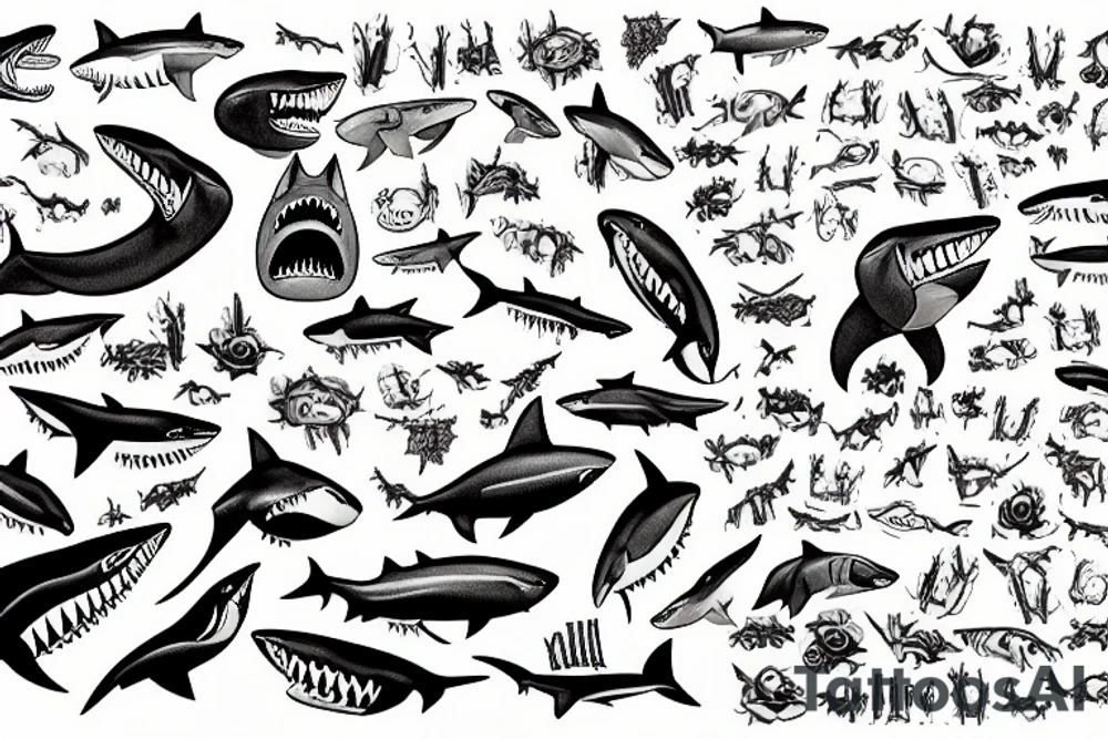 shark have grown legs and feet of bears tattoo idea