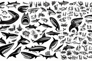 shark have grown legs and feet of bears tattoo idea
