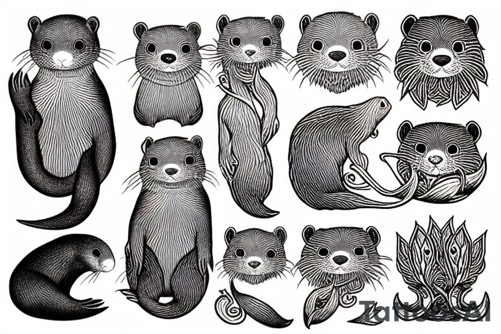 otter dahlia tattoo idea