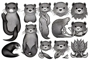otter dahlia tattoo idea