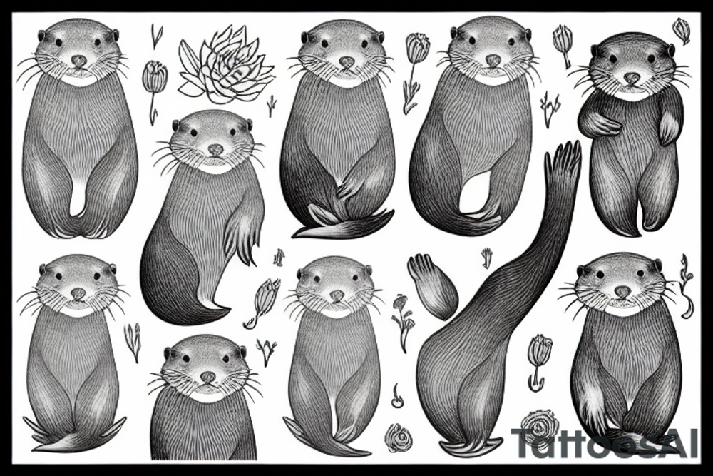 otter dahlia tattoo idea