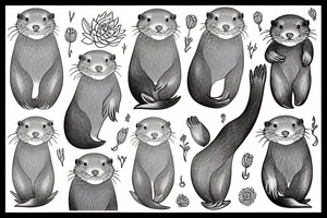otter dahlia tattoo idea