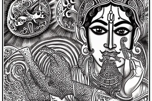 Lord Krishna explains to Arjun tattoo idea