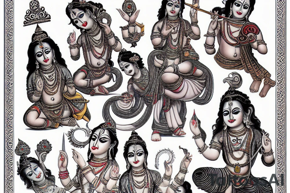 Lord Krishna explains to Arjun tattoo idea