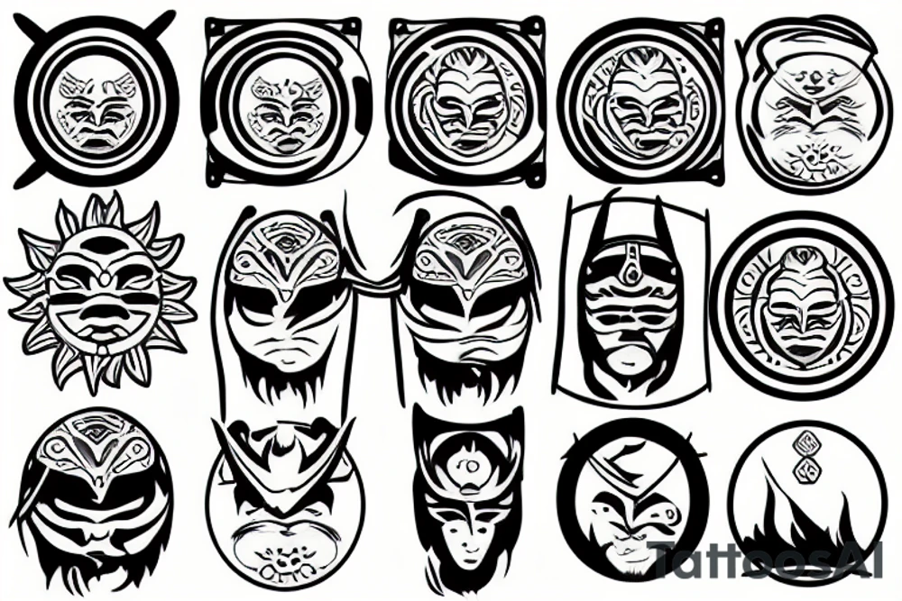 samurai sun water tattoo idea