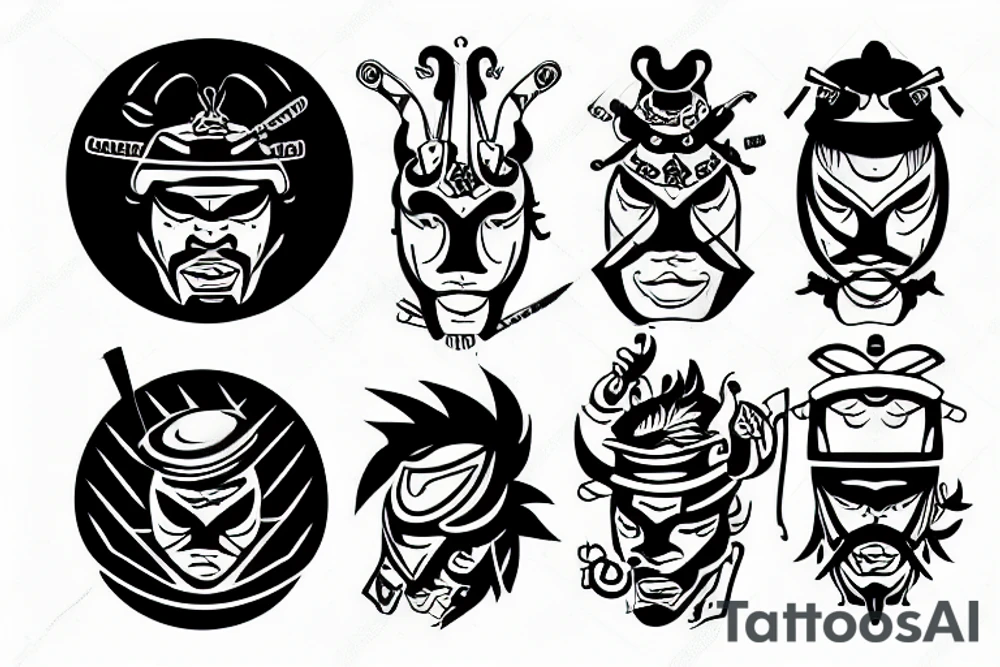 samurai sun water tattoo idea