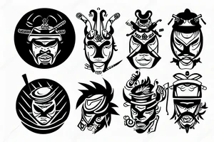 samurai sun water tattoo idea