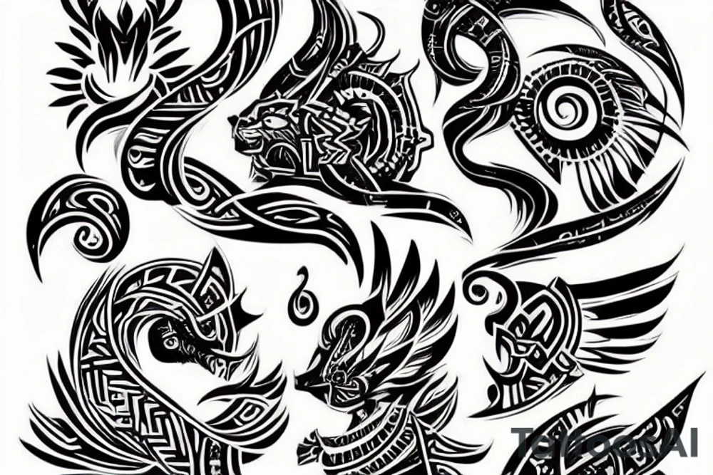 Дракон с надписью в виде свитка «Я Безсмертен» tattoo idea