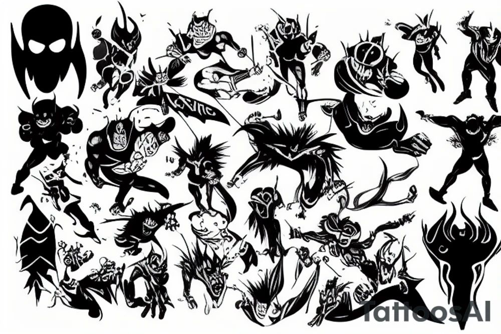 Big hero fighting a demon tattoo idea