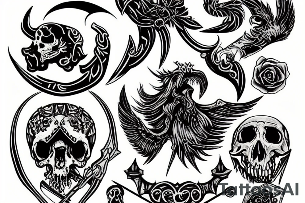 slavic death with ornaments, scythe tattoo idea