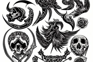 slavic death with ornaments, scythe tattoo idea