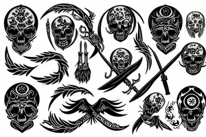 slavic death with ornaments, scythe tattoo idea