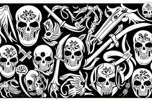 slavic death with ornaments, scythe tattoo idea
