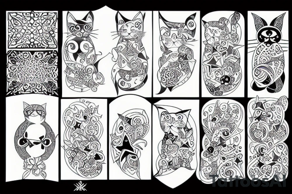 Cat-angel and 42 stars tattoo idea