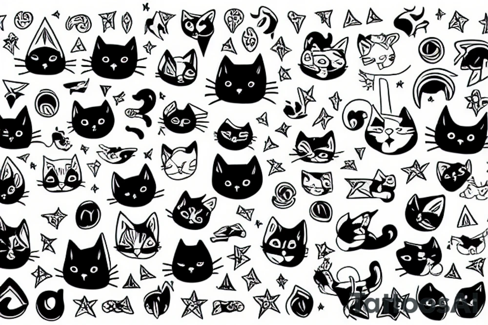 Cat-angel and 42 stars tattoo idea