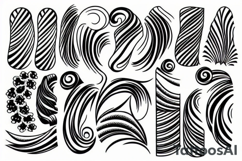 wave and ornament. Japan style tattoo idea