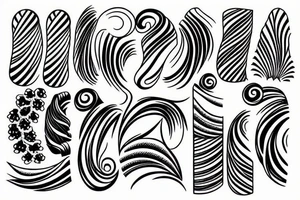 wave and ornament. Japan style tattoo idea