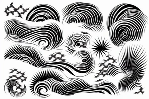 wave and ornament. Japan style tattoo idea