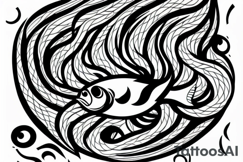 wave and ornament. Japan style
Fish, sword tattoo idea
