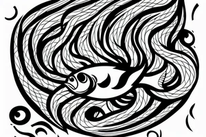 wave and ornament. Japan style
Fish, sword tattoo idea
