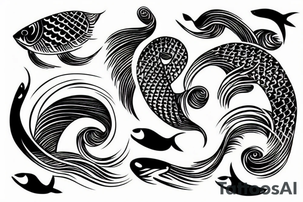 wave and ornament. Japan style
Fish, sword tattoo idea wave and ornament. Japan style
Fish, sword tattoo idea