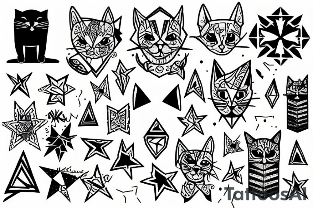 Star cat fortress tattoo idea