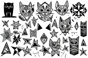 Star cat fortress tattoo idea