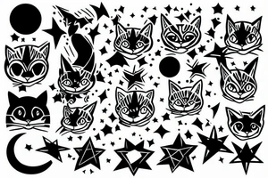 Star cat fortress tattoo idea