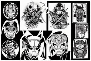 Cyber samurai tattoo idea