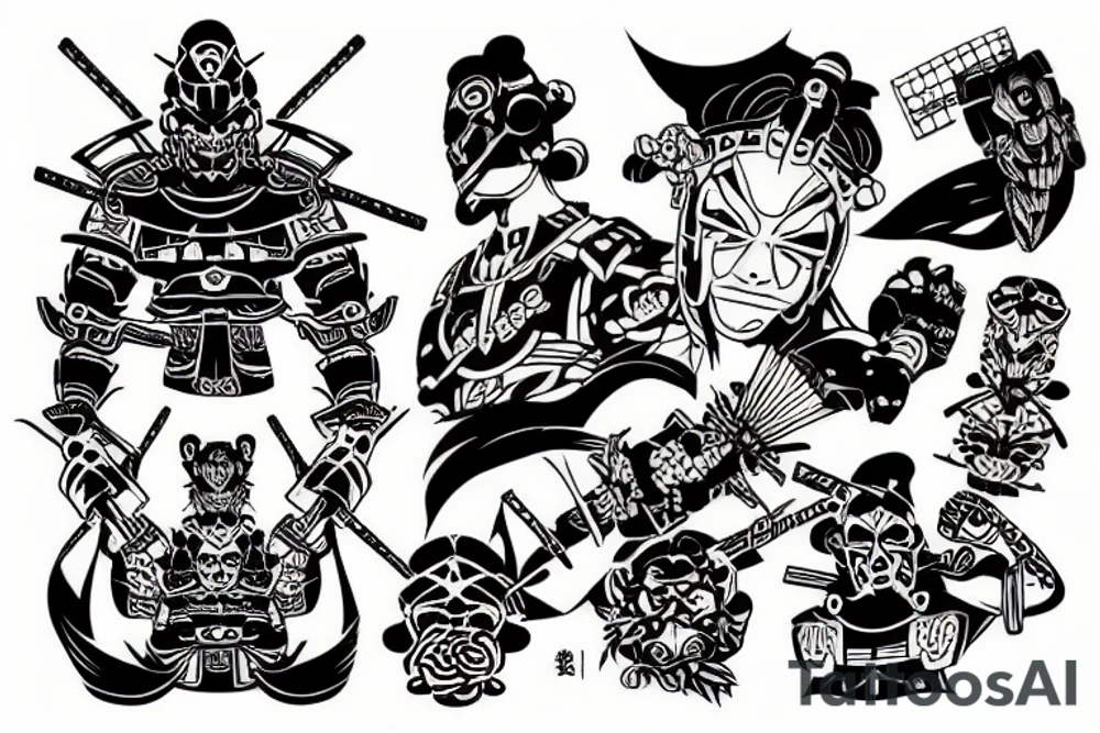 Cyber samurai tattoo idea