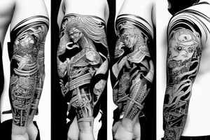 Cyber samurai tattoo idea