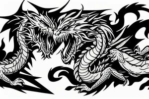dragon fighting with werewolf tattoo idea