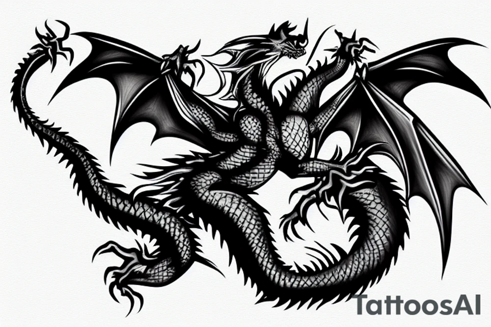 dragon fighting with werewolf tattoo idea