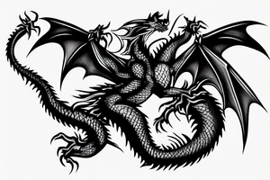 dragon fighting with werewolf tattoo idea