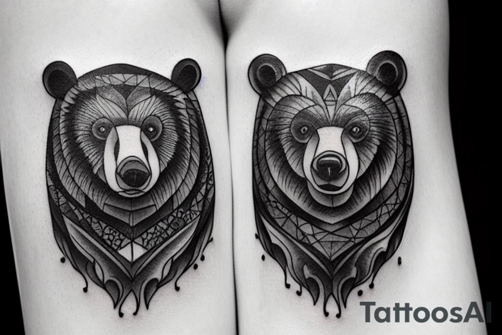 Bear in mountains tattoo idea