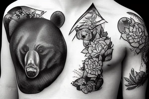 Bear in mountains tattoo idea