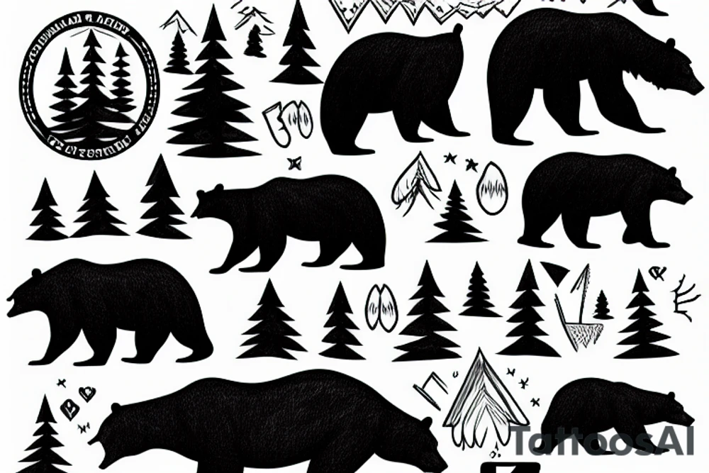 Bear in mountains tattoo idea