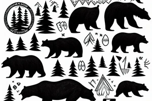 Bear in mountains tattoo idea