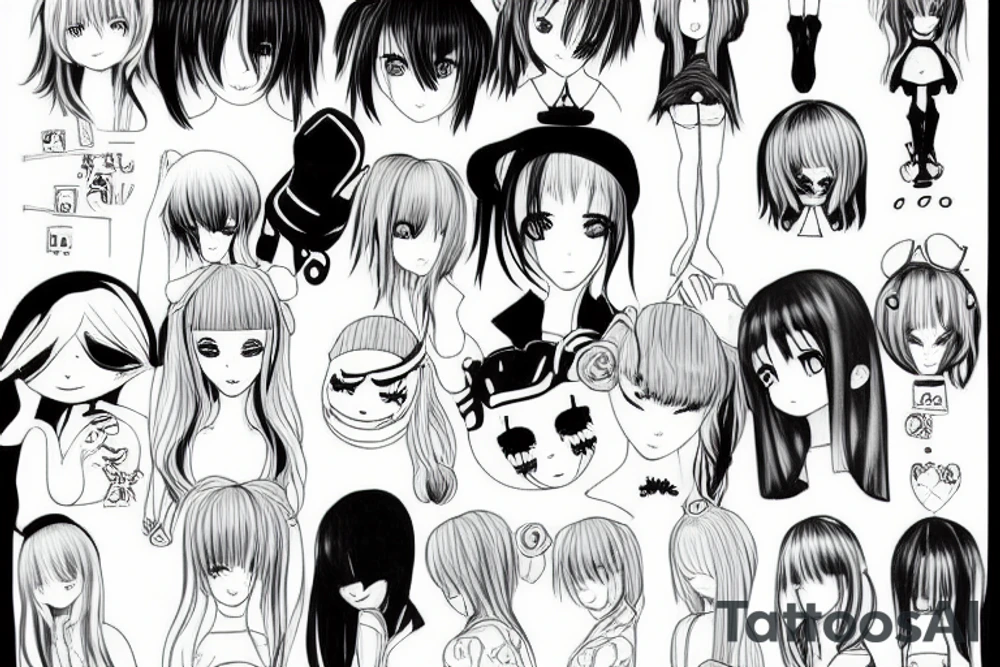 Sad anime girl tattoo idea