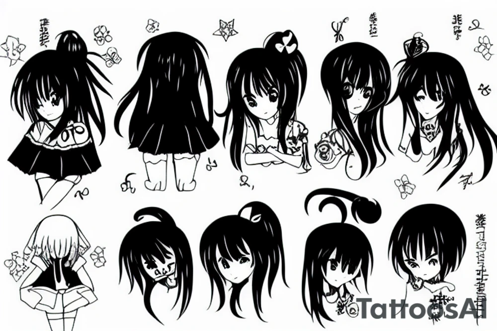 Sad anime girl tattoo idea