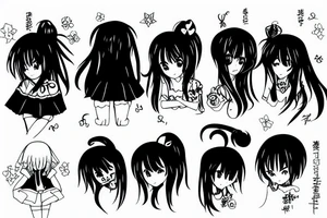 Sad anime girl tattoo idea