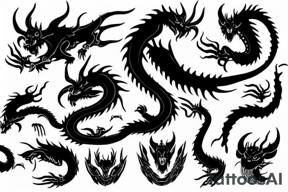 Black Dragon with magic hat tattoo idea