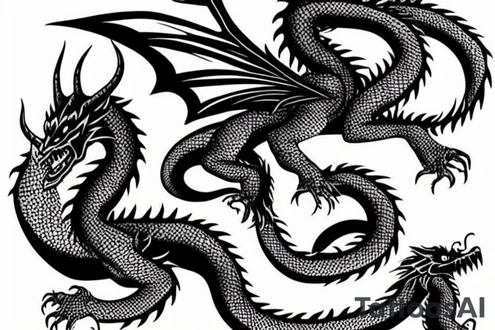 Black Dragon with magic hat tattoo idea