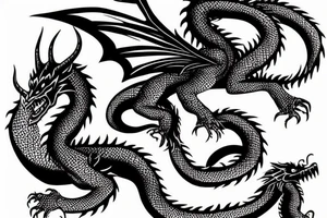 Black Dragon with magic hat tattoo idea