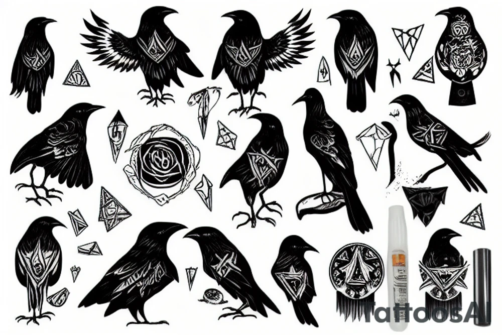 occult crow tattoo idea
